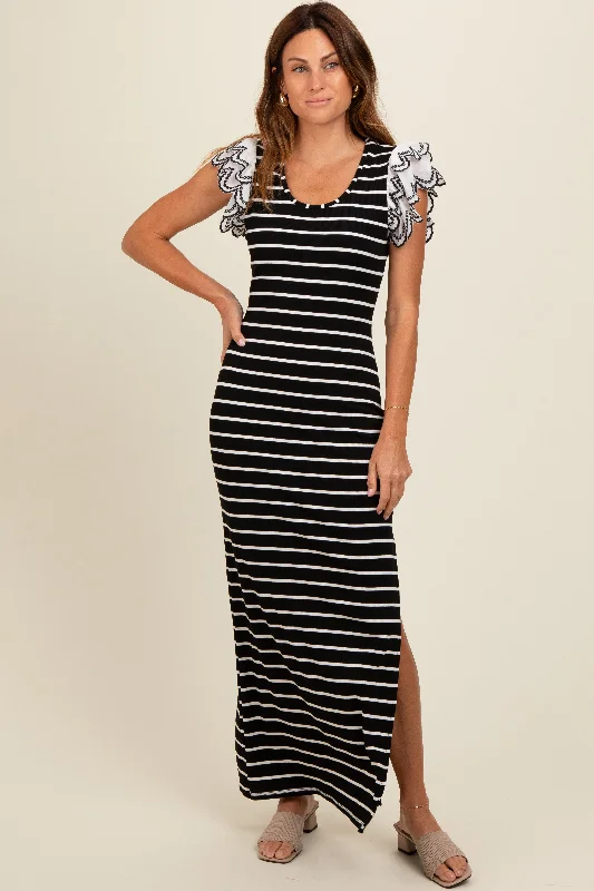 Perfect fashion pieces for the busy woman Black Ivory Striped Maxi Dress with Scoop Neck Perfect fashion pieces for the busy woman Black Ivory Striped Maxi Dress with Scoop Neck