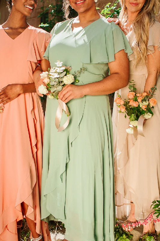 Callie Dress in Sage Chiffon