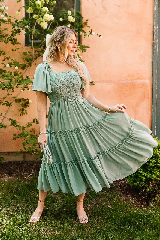 Ellie Dress in Sage Chiffon