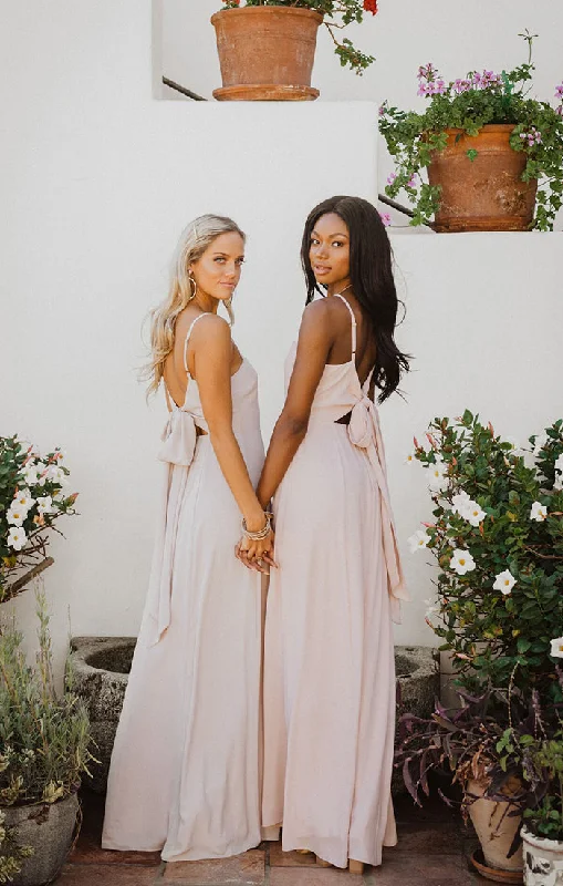 Lauren Tie Maxi Dress ~ Dusty Blush Crisp