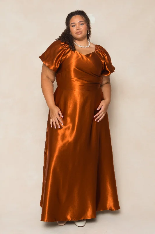 Tessie Dress in Amber Satin