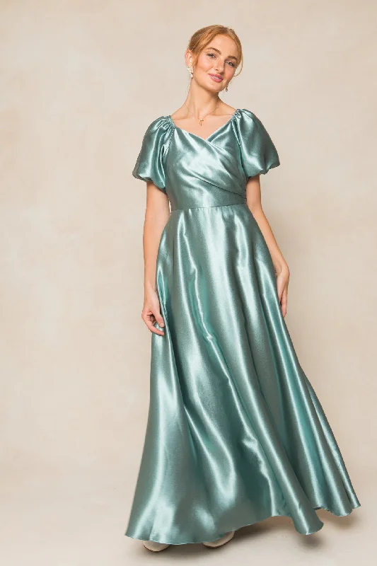 Tessie Dress in Seaglass Satin