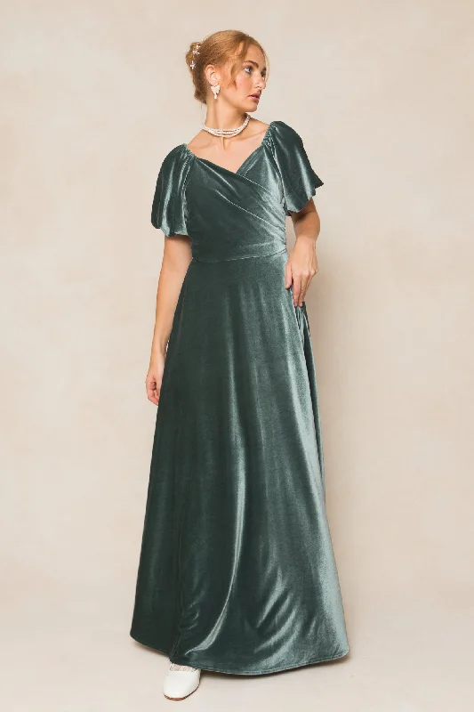 Tessie Dress in Seaglass Velvet