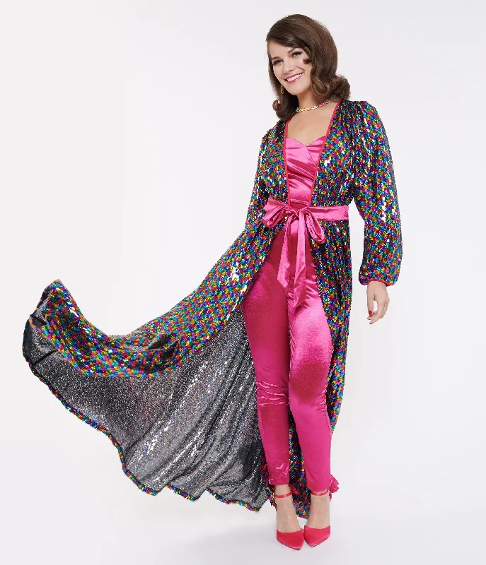 Chic and comfortable clothing for busy women Unique Vintage Rainbow Sequins Hollywood Duster Chic and comfortable clothing for busy women Unique Vintage Rainbow Sequins Hollywood Duster