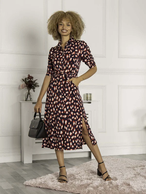 Express your style with fashionable women’s clothing Calla Animal Print Shirt Dress, Navy Multi Express your style with fashionable women’s clothing Calla Animal Print Shirt Dress, Navy Multi