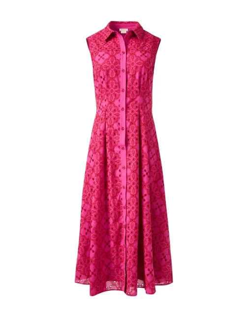 Deco Raspberry Red Eyelet Dress