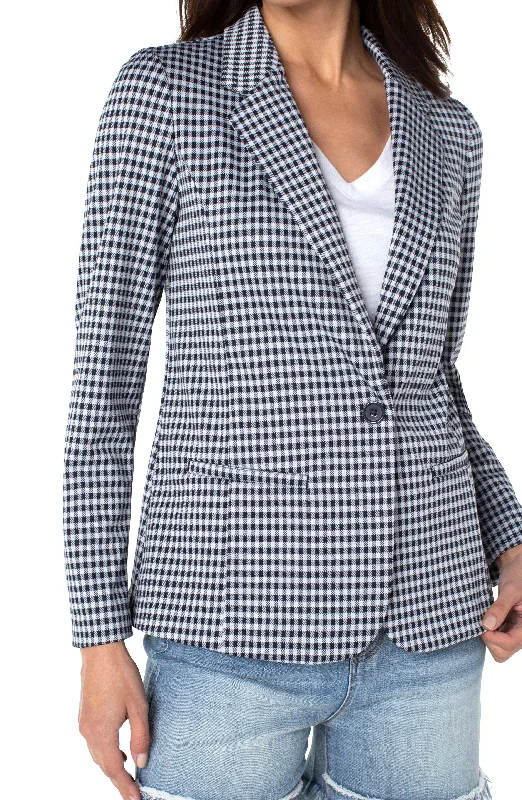 Liverpool Plaid Fitted Blazer (Blue Plaid)