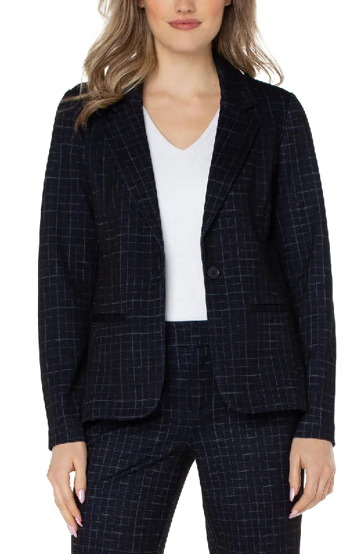 Liverpool's Fitted Blazer (Deep Navy Windowpane)