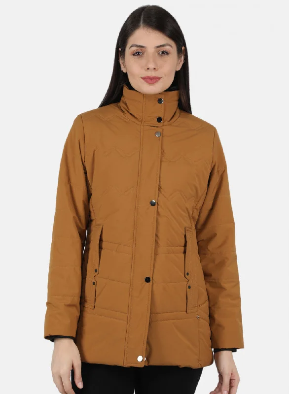 Women Mustard Solid Jacket