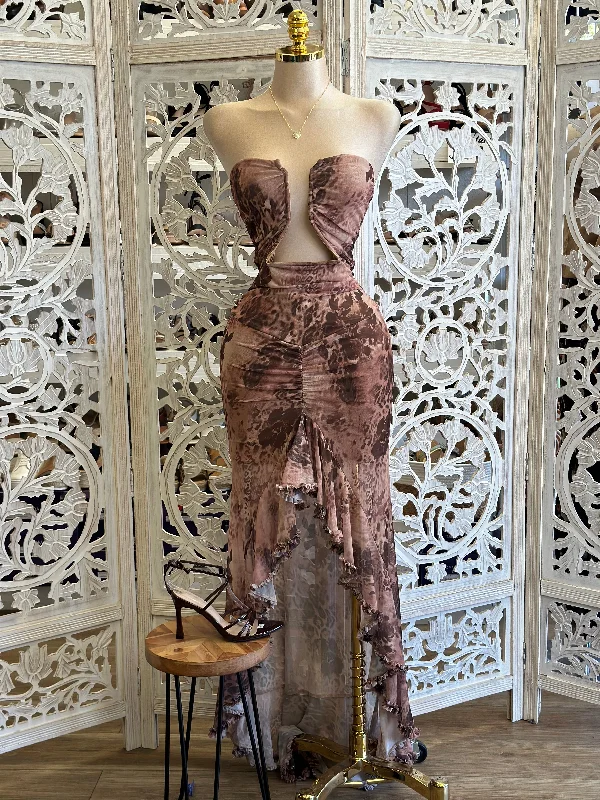 Affordable fashion that looks high-end   Multi Pattern Underwired Mesh Midi Dress - Estira, Stretchy