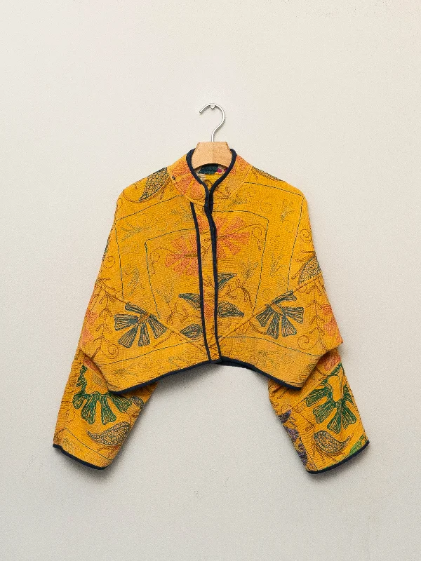 The Kaira Cropped Suzani Quilted Kantha Jacket