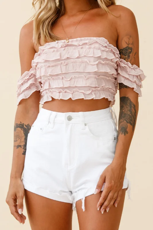 Tigerlily Tiered Frill Off-Shoulder Top Blush