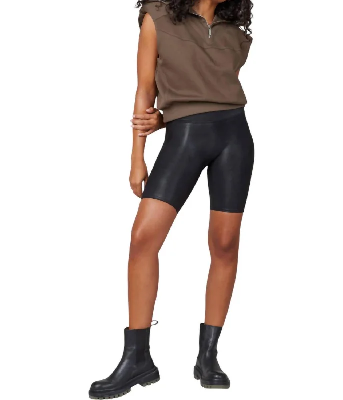 Faux Leather Bike Short In Black