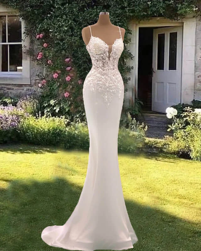 Cozy women’s clothing for the colder months Mermaid Lace Sweetheart Spaghetti Strap Wedding Dresses Cozy women’s clothing for the colder months Mermaid Lace Sweetheart Spaghetti Strap Wedding Dresses