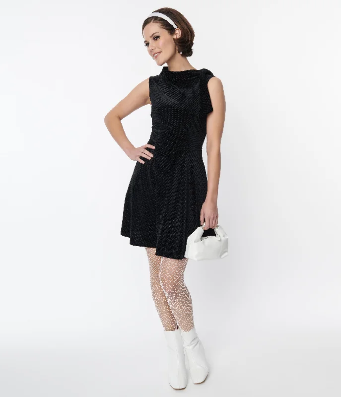 Smak Parlour Black Mock Neck Fit & Flare Dress