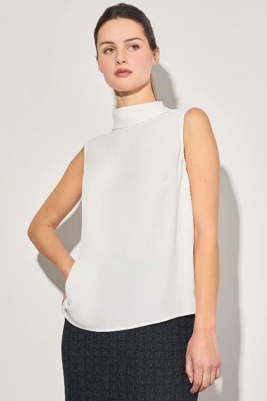 Crepe de Chine Mock Neck Tank