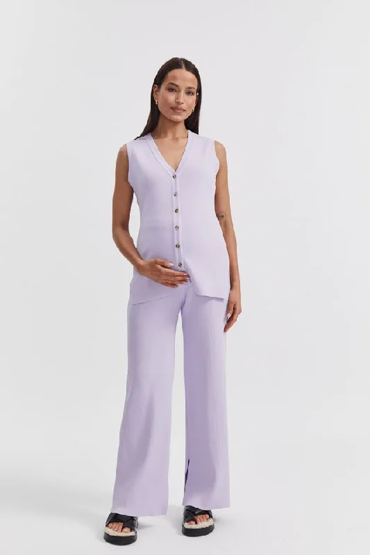 V Neck Rib Tank (Lavender)