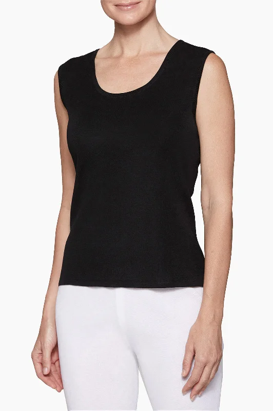 Plus Size Scoop Neck Knit Tank, Black