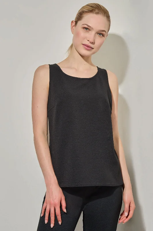 Stretch Deco Crepe Scoop Neck Tank