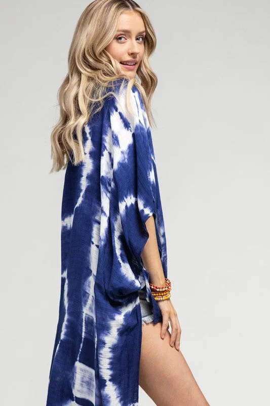 Tie Dye Kimono with Crochet Accent