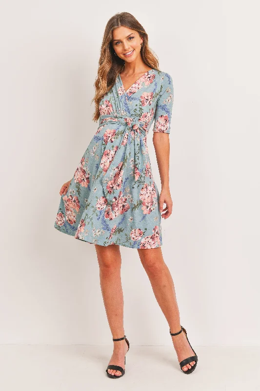 Floral Waist Tie Wrap Maternity Nursing Dress