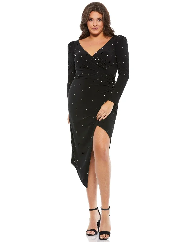 Mac Duggal 67731 Long Sleeve Fitted Plus Size Dress