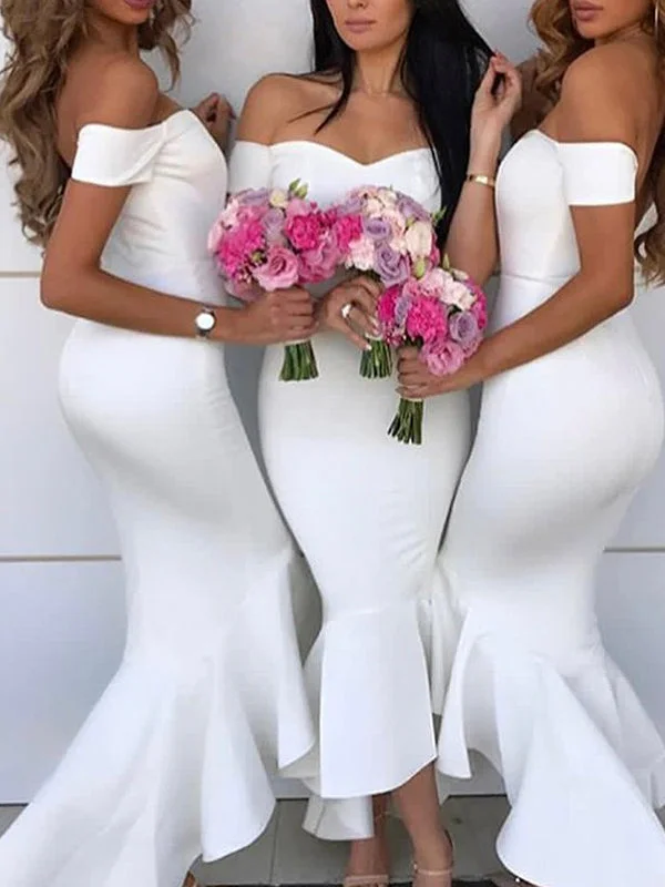 Mermaid Off the Shoulder Cheap Modest Bridesmaid Dresses BD048