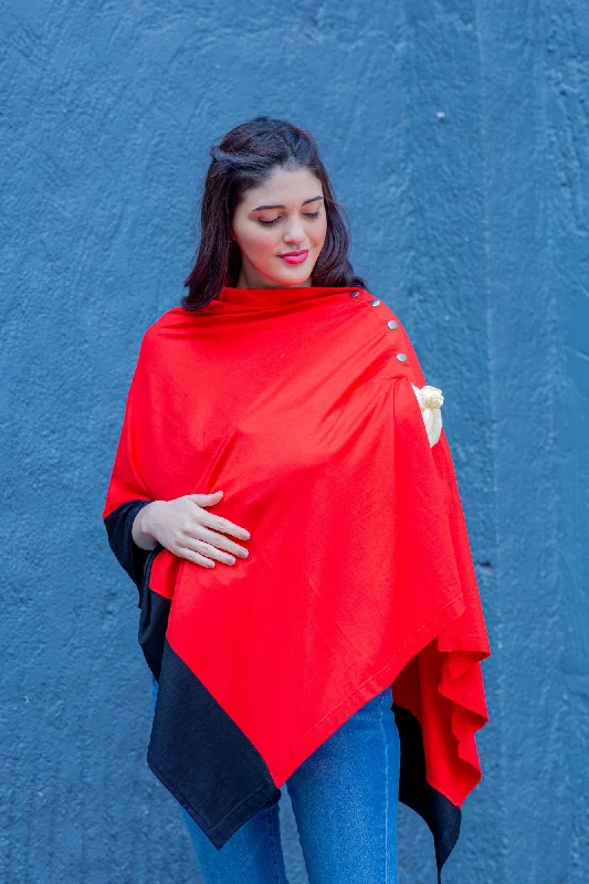 Merry Red Contrast Versatile Nursing Stole