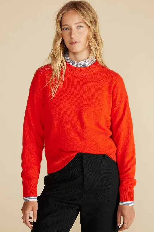 Pearl Cashmere Sweater - Clementine Orange