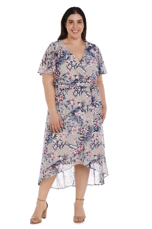 R&M Richards 9400W High Low Plus Size Floral Dress