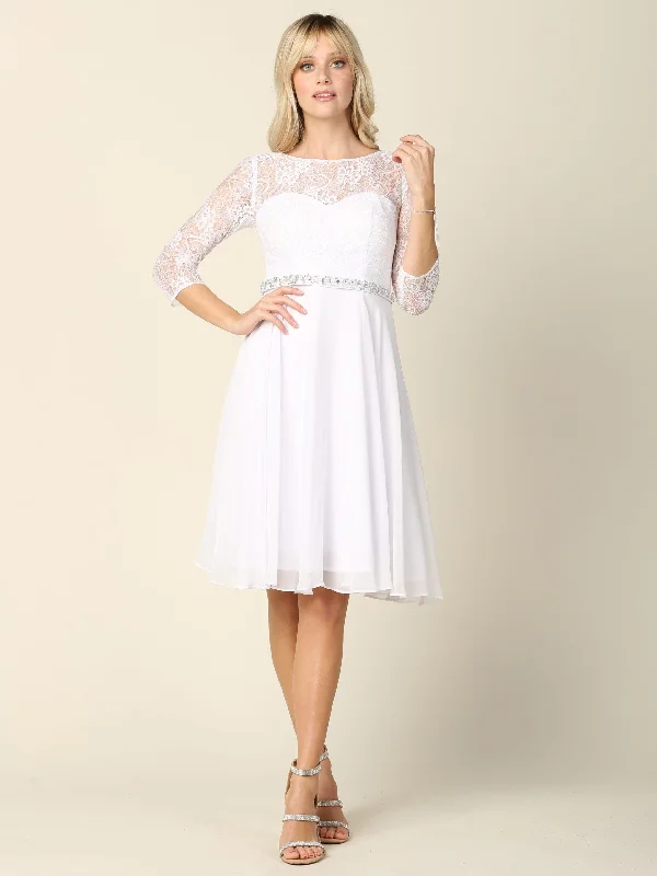 Short 3/4 Sleeve Lace Cocktail Dress