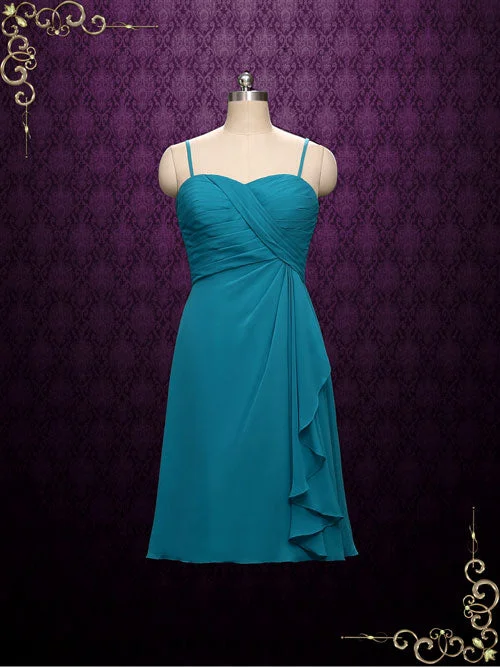 Short Chiffon Bridesmaid Dress with Straps | A2