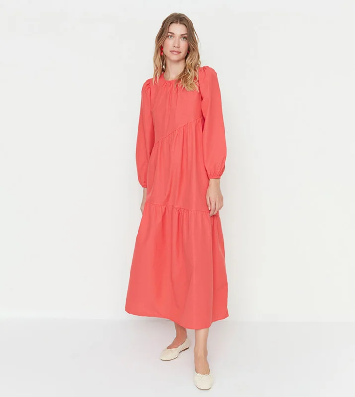 Chic, modern fashion for empowered women   Coral Woven Maxi Dress