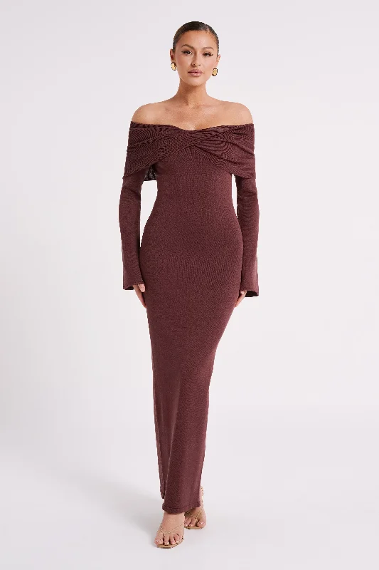 Kenny Long Sleeve Knit Dress - Chocolate