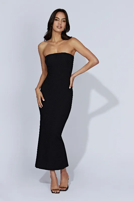 Imani Strapless Knit Maxi Dress - Black