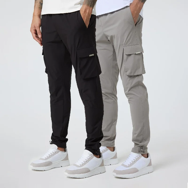 2-Pack Stretch Tech Cargo Pants | Black / Sand