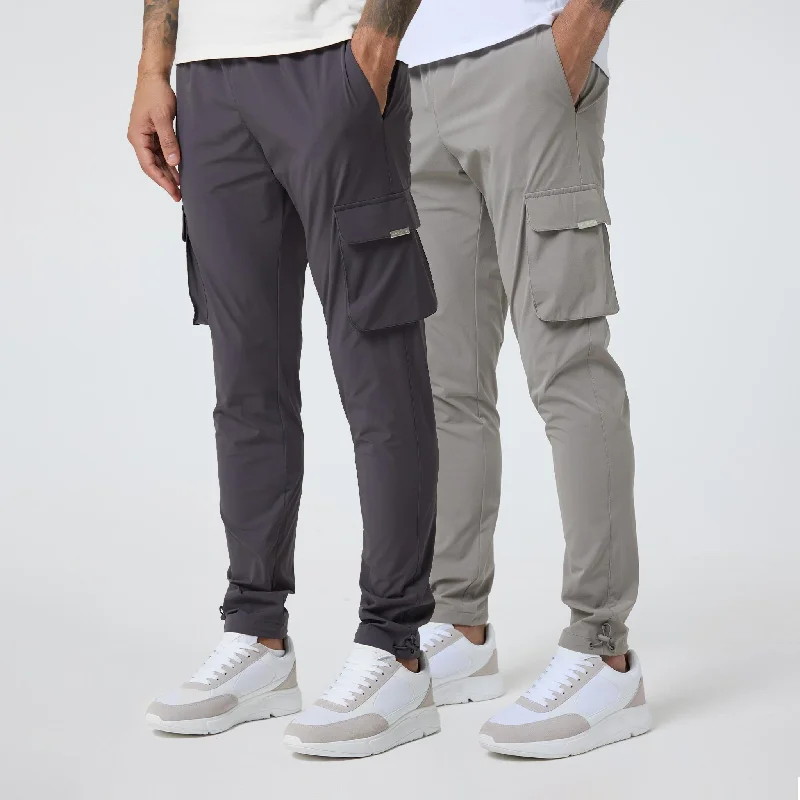 2-Pack Stretch Tech Cargo Pants | Dark Grey / Sand