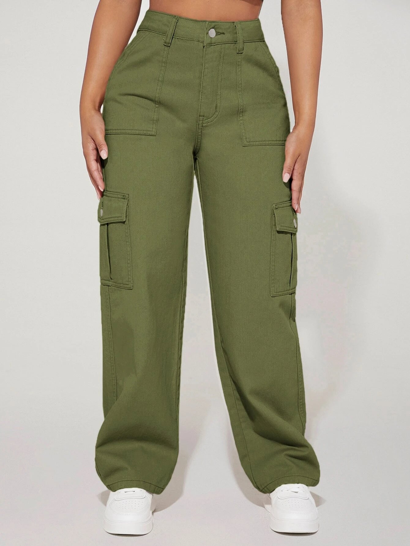 High Waist Straight Leg Cargo Pants