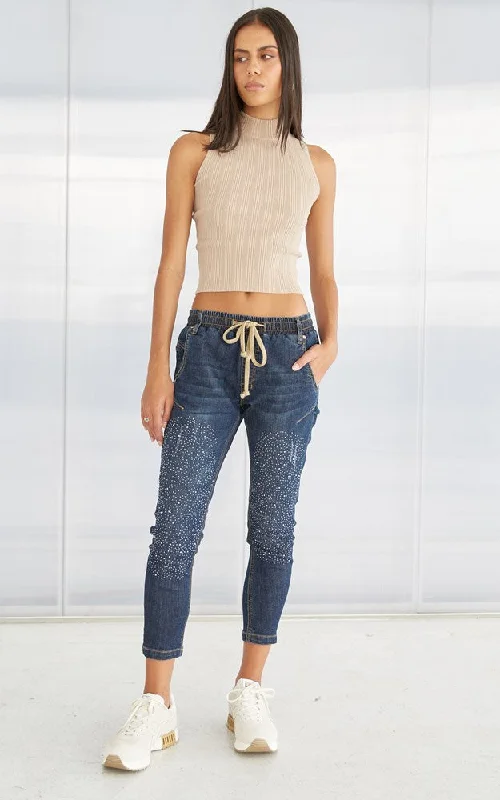 Latest fashion trends for modern women   Active Crystal Embellished Jeans