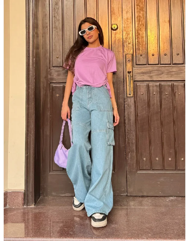 Casual outfits that elevate your style   Super Wide Leg Cargo Mid Blue