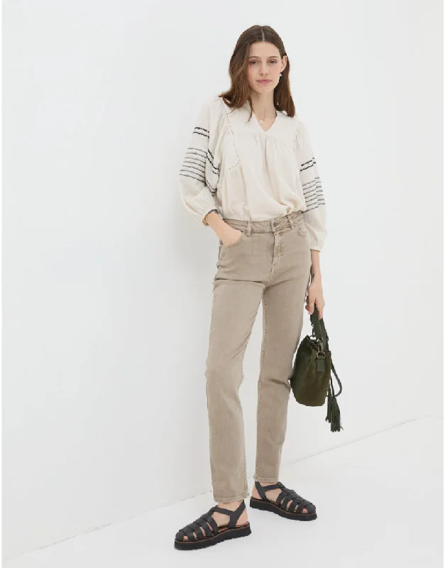 Cozy women’s clothing for the colder months   Mom Fit Jeans in Skin