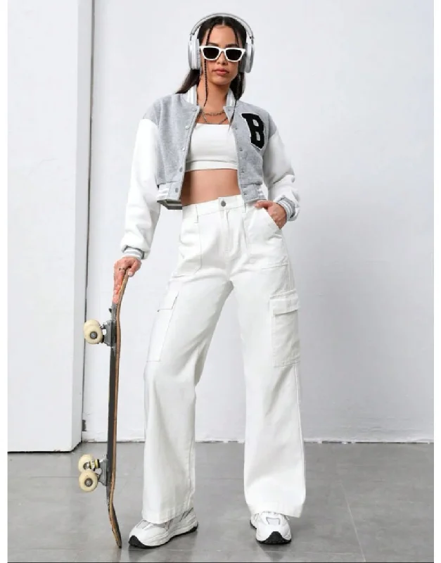 Curated collections for modern, fashionable women   Wide Leg Flap Pocket Cargo White