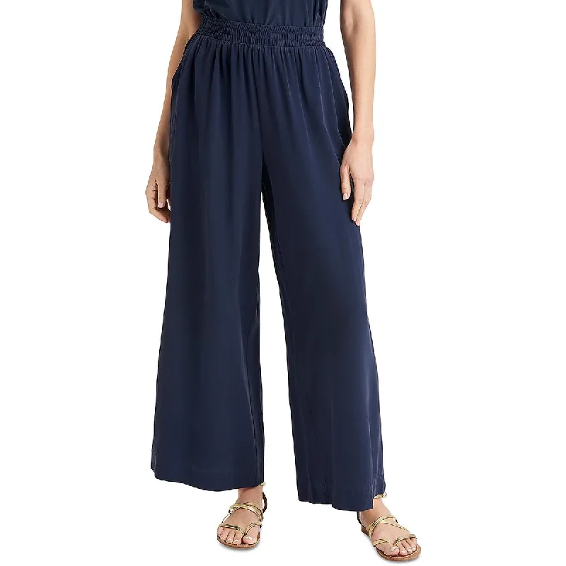 Womens Silk Pull on Wide Leg Pants