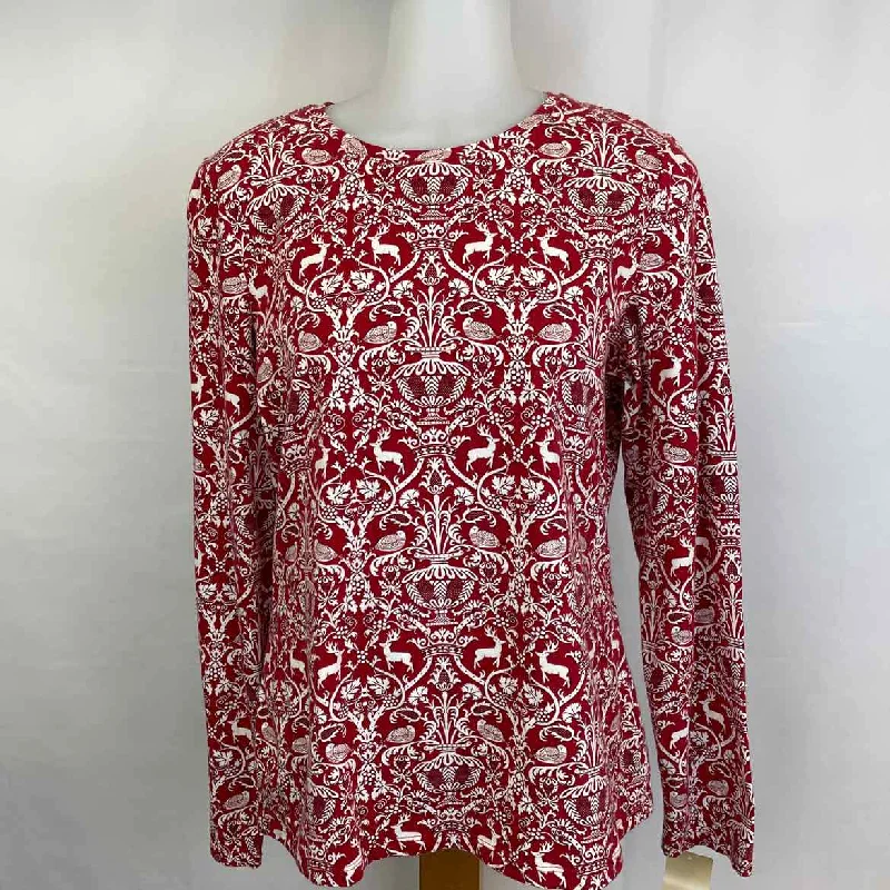 Talbots Women's Size M Red Holiday Long Sleeve Shirt