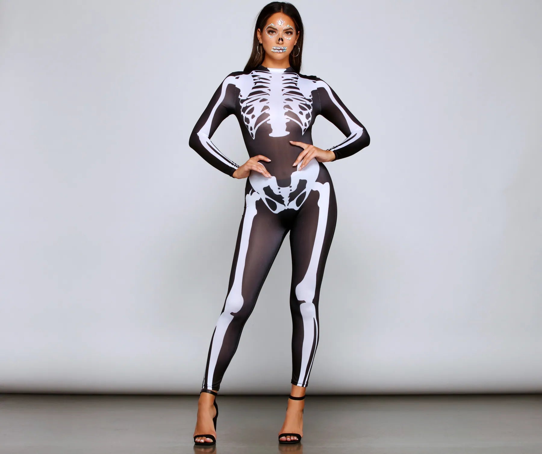 Spooky And Sultry Skeleton Print Catsuit